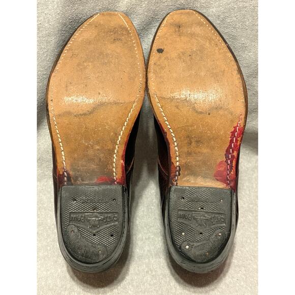 Vintage Western Women’s Booties Size 9 Burgundy Leather Cat’s Paw Heels - Picture 7 of 9